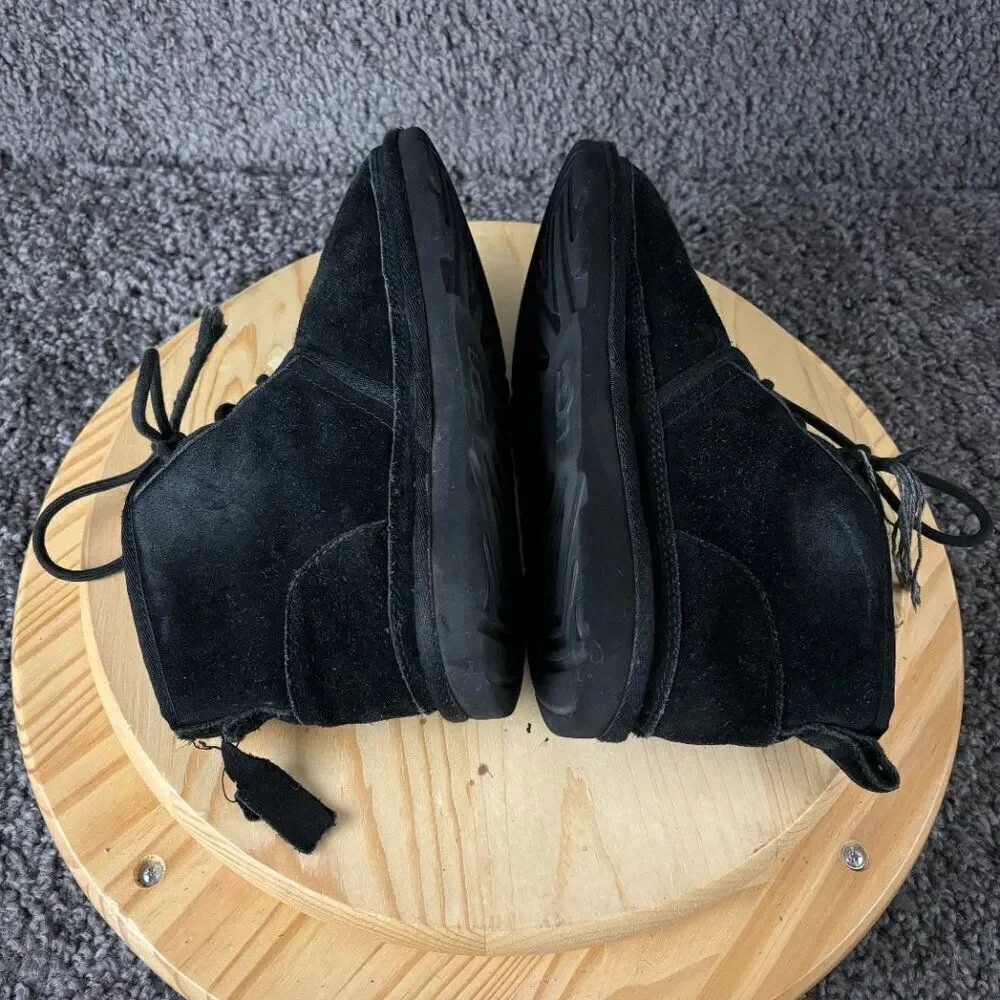 Ugg Neumel Chukka Boots Kids 6 Black Suede Wool Lined Shoe Lace Up Ankle High